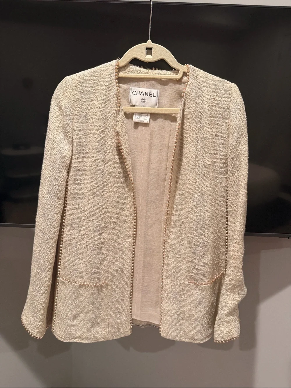 Chanel Cream Bouclé Open-Front Jacket